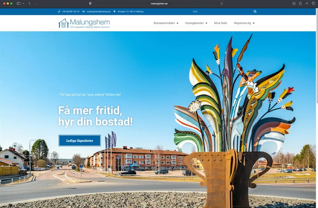 Malungshem Bostads Website Screenshot
